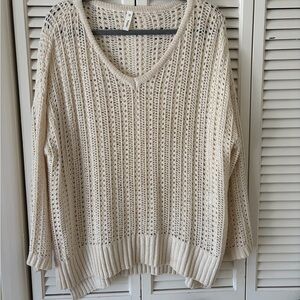 Wishlist Cream V-Neck Sweater